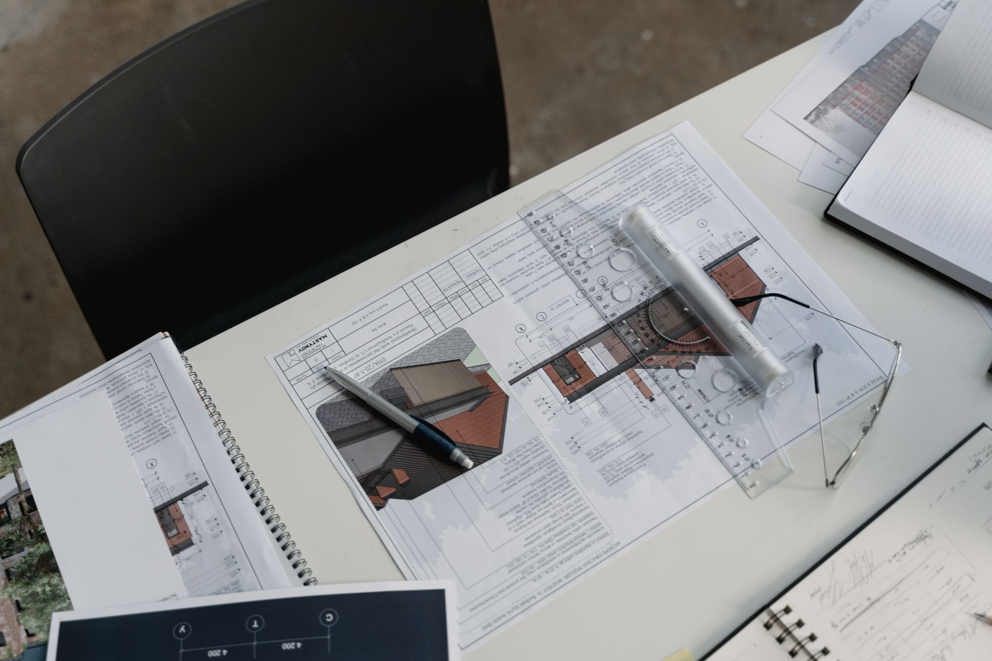 House plans and drawings used to plan a refurbishment